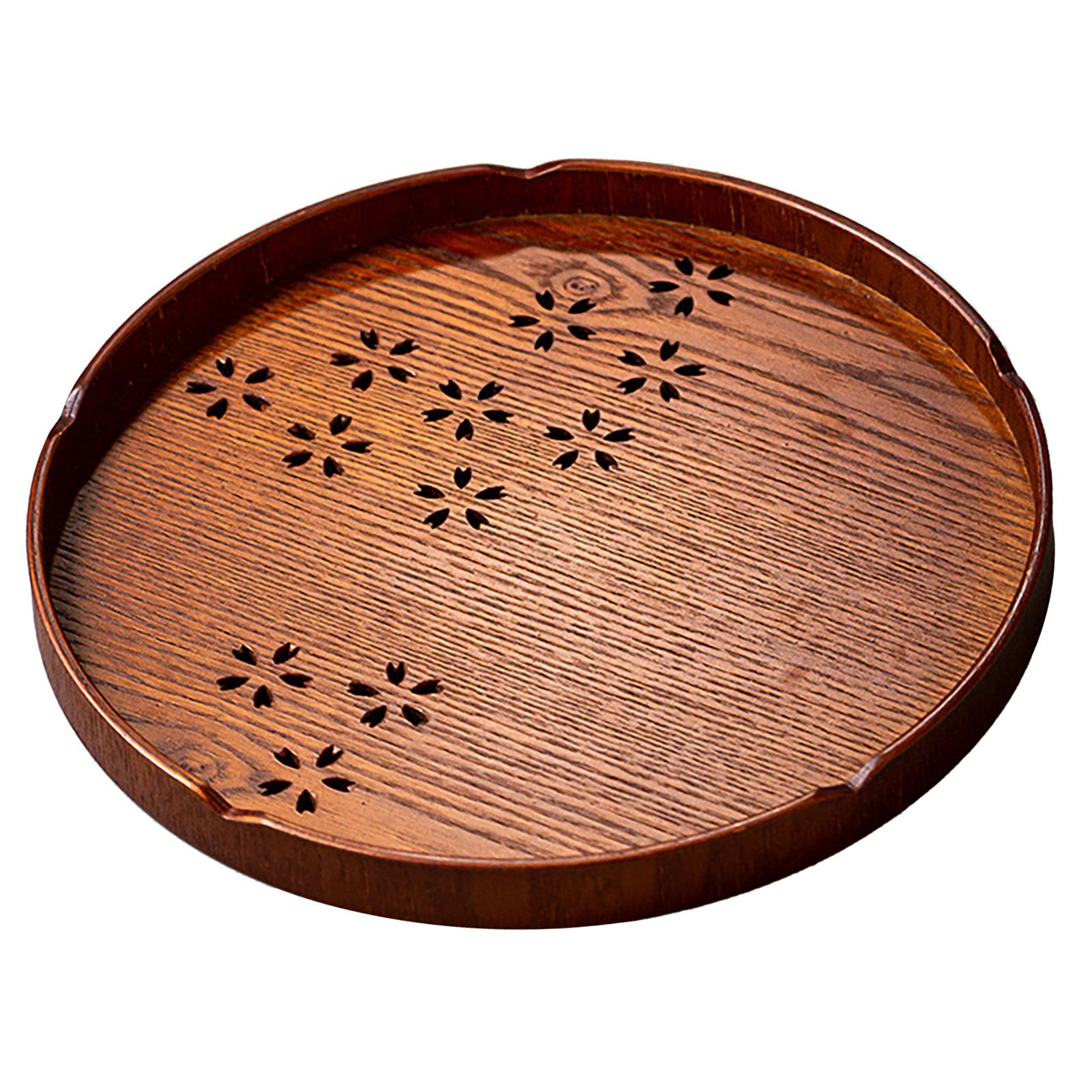 Tea Tray Cherry Blossom Pattern Wooden Tea Plate Green Tea Baking Serving Plate for Home Tea House Round — image 2