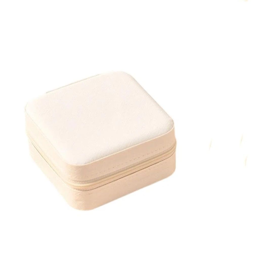Travel Jewelry Case,Organizer With Soft Lining & Multi Layer Compartments Small Box Gifts for Women (beige) — image 2
