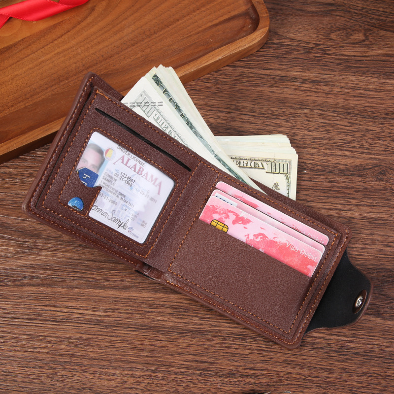 Coffee color Men's PU Leather Wallet with Magnetic Clasp and Zipper Pocket for Cards Cash and Coins Ideal for Daily Use in Australia โ image 2