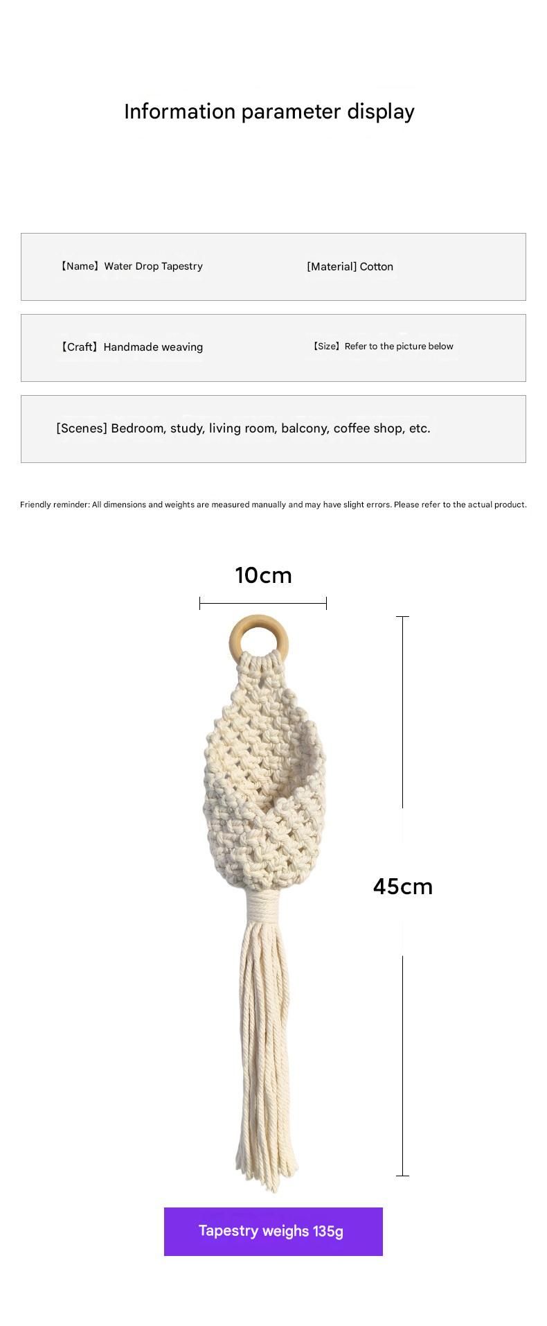 2-piece White Macrame Hanging Plant Holder - Cotton Rope Wall Basket, Bohemian Style Decor for Indoor Plants - Space Saving & Multi Scene Use — image 4