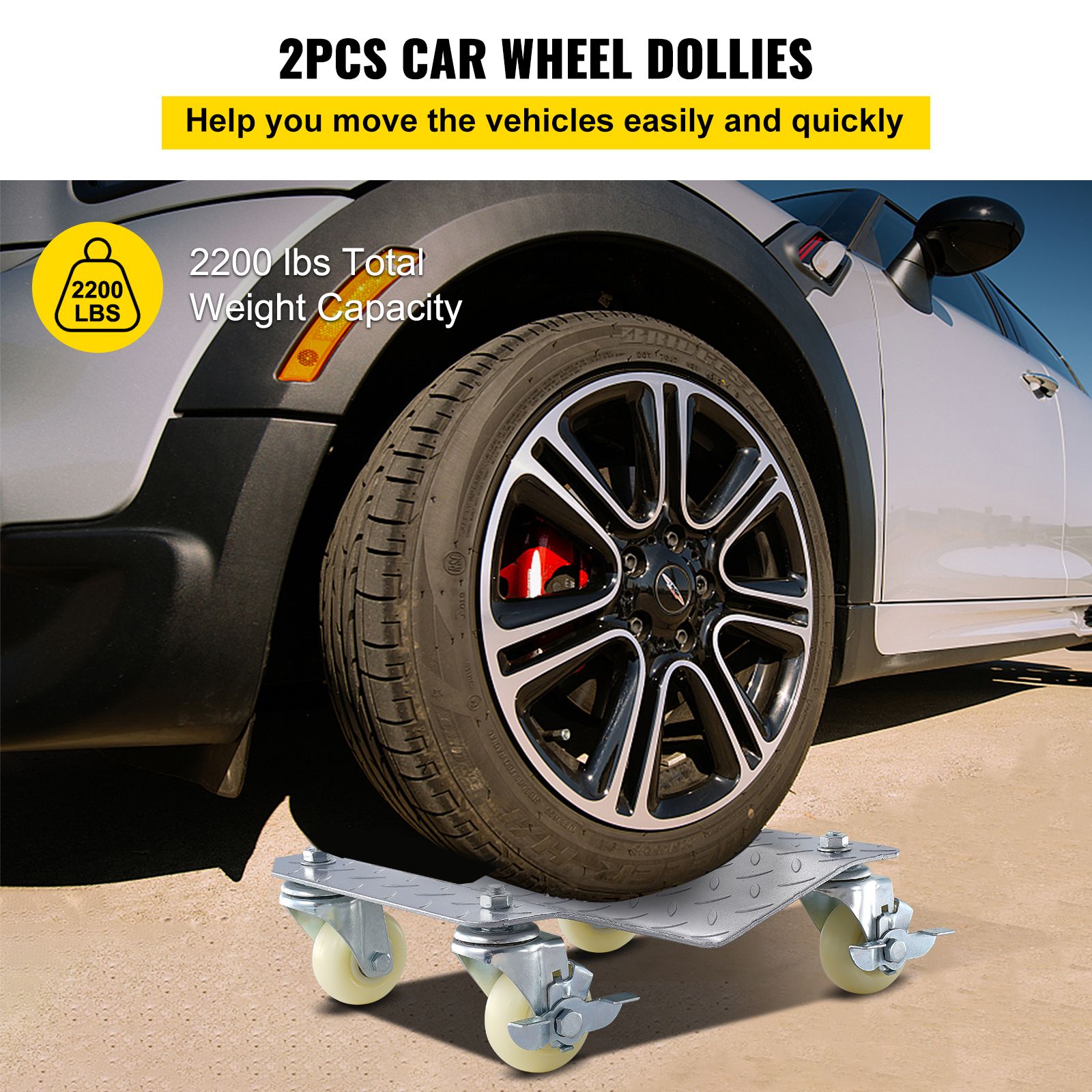 2 Pcs Tire Wheel Dollies 12"X16" Platform Size Wheel Car Dolly 3" Caster Wheel Dolly for Vehicle Car Auto Repair (2 Pcs) — image 2