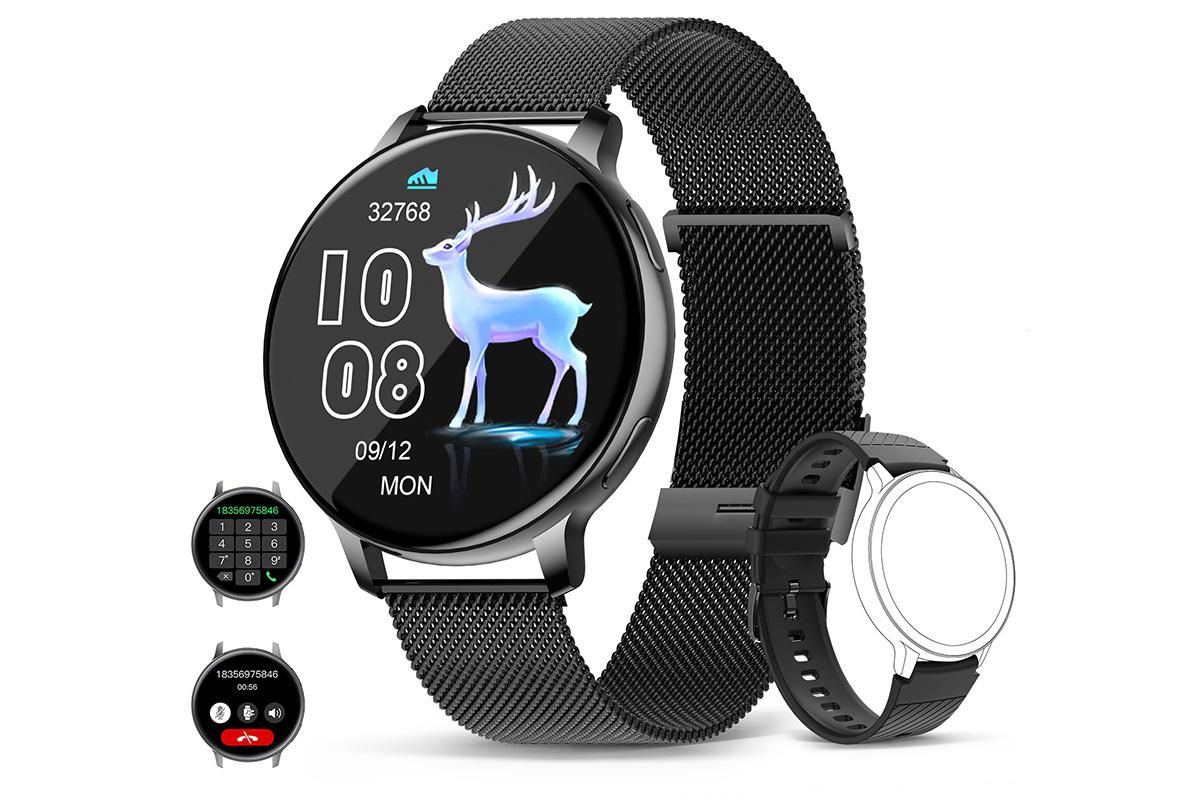 Smart Watch with Bluetooth Call and Sleep Monitor Fitness Tracker Watch-Black — image 2