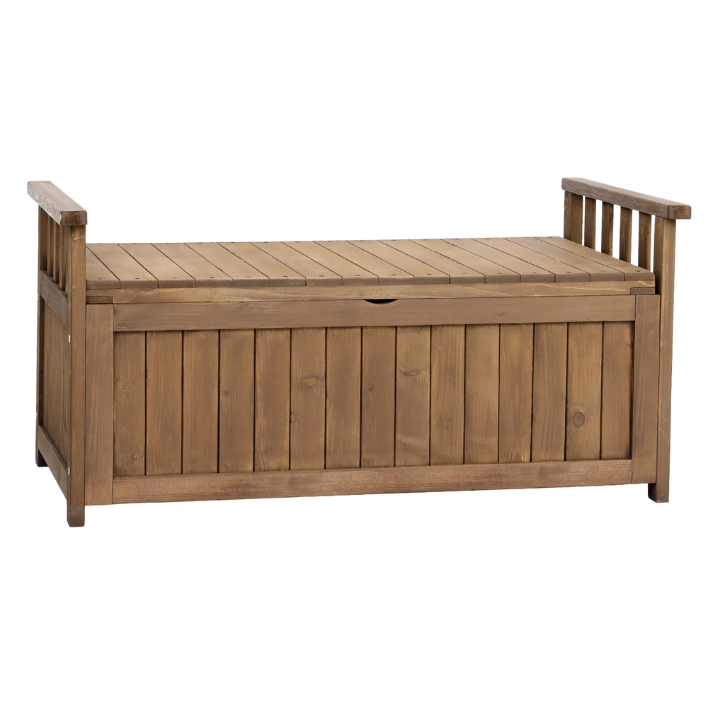 Gardeon Outdoor Storage Bench Box Wooden Garden Toy Tool Sheds Patio Furniture Brown โ image 3
