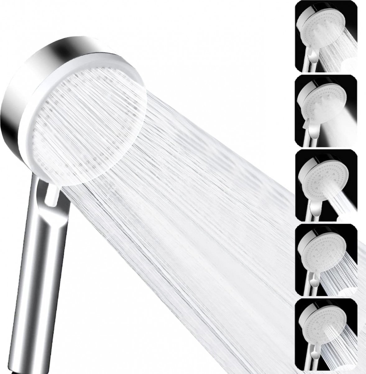 Shower head - 5 jet types - Wellness - 5 spray modes - silver - Better skin - Hand shower - Antibacterial - Anti-limescale protection - Anti-rust — image 3