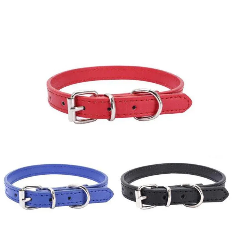 Dog Collar Pet Puppy Adjustable Neck Strap Pu Leather S - Blue โ image 3