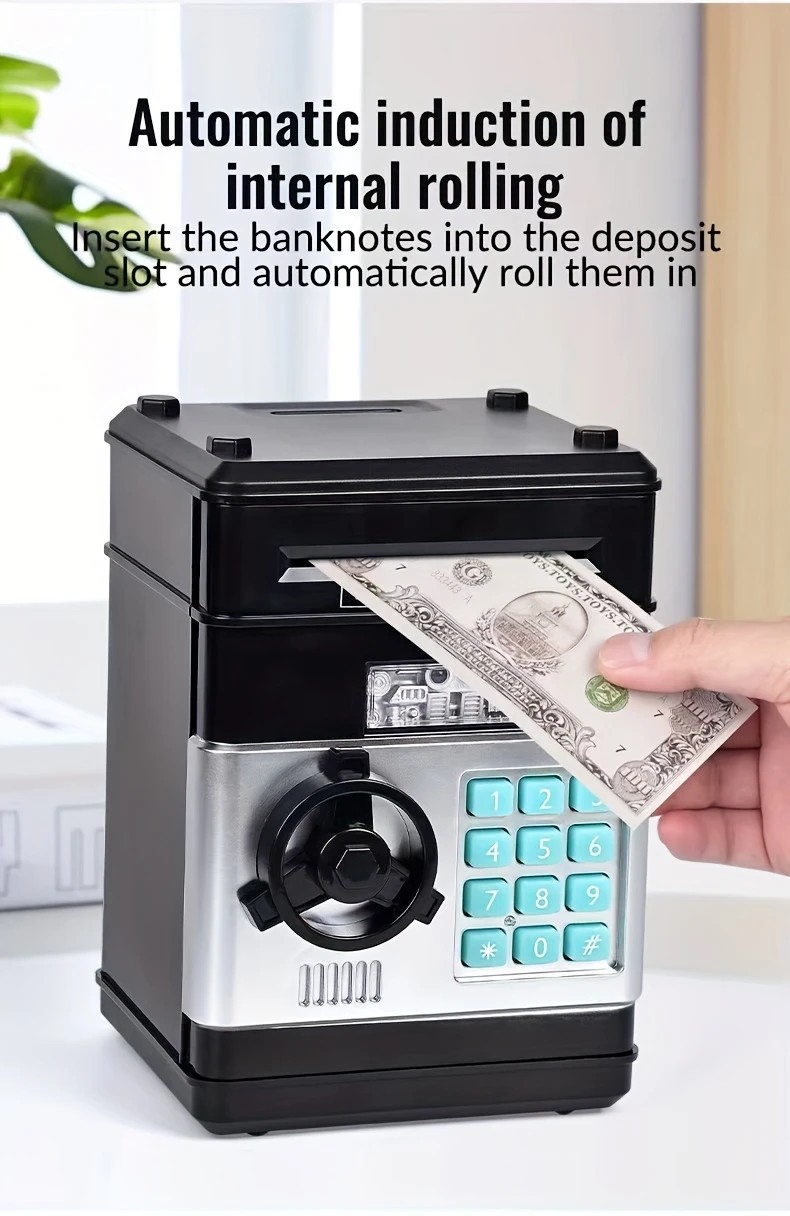 Children's Password Piggy Bank, Stores Coins & Paper Money, Auto Roll-Up, Sound & Light Interaction, Fosters Good Savings Habits. Battery Not Included.BLUE โ image 5