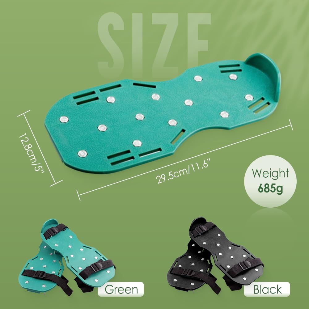 Lawn Aerator Shoes, Anti Slip Adjustable Straps Effortless Aerator Shoes, Manual Lawn Tool with Metal Spikes for Garden Patio Grass Aeration — image 2