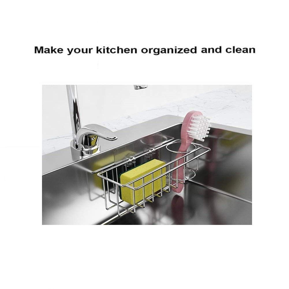 3-in-1 Adhesive Stainless Steel Sink Caddy Organizer Storage for Kitchen Rustproof โ image 3