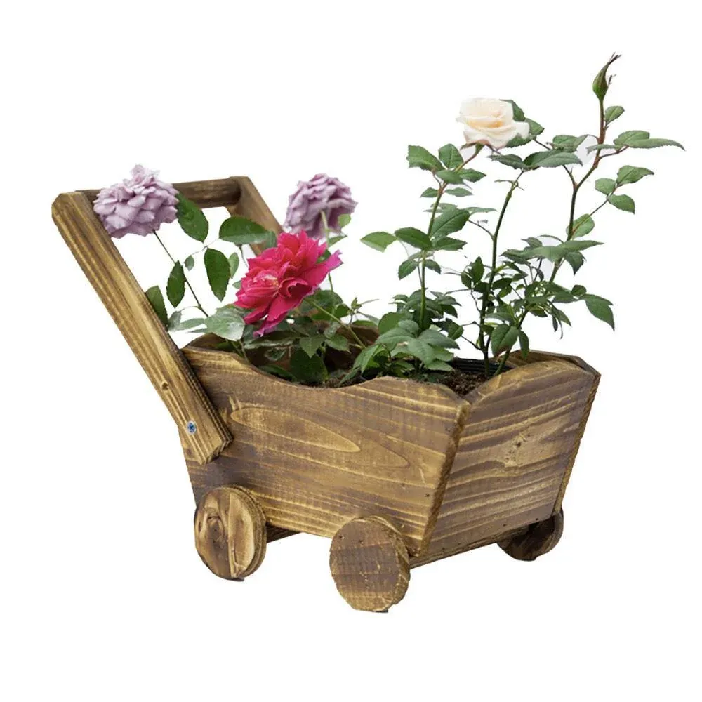 Cartoon Flower Pot Wooden Pot for Plants Cute Car Shape Decorative Planter Pot — image 6