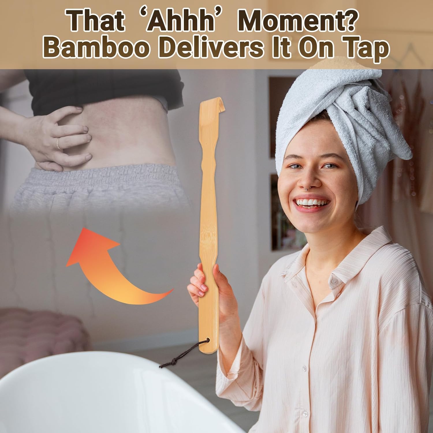 Wooden Bamboo Back Scratcher, 17" Natural Handmade Back Scratchers for Men and Women, New Upgraded Long Handle Back Massager, Relaxation Gifts for Mom and Dad — image 5