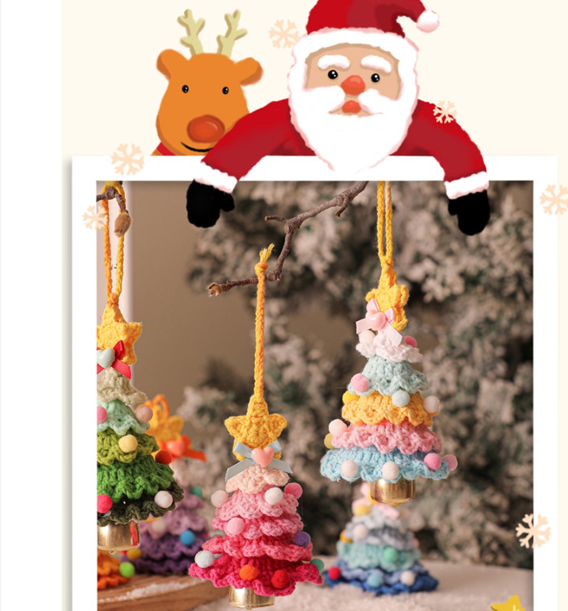 Christmas Decorations - Crochet Christmas Tree Bell Decorations - Small Christmas Decorations - Car Decorations - Christmas Tree Decorations - Ornaments — image 4