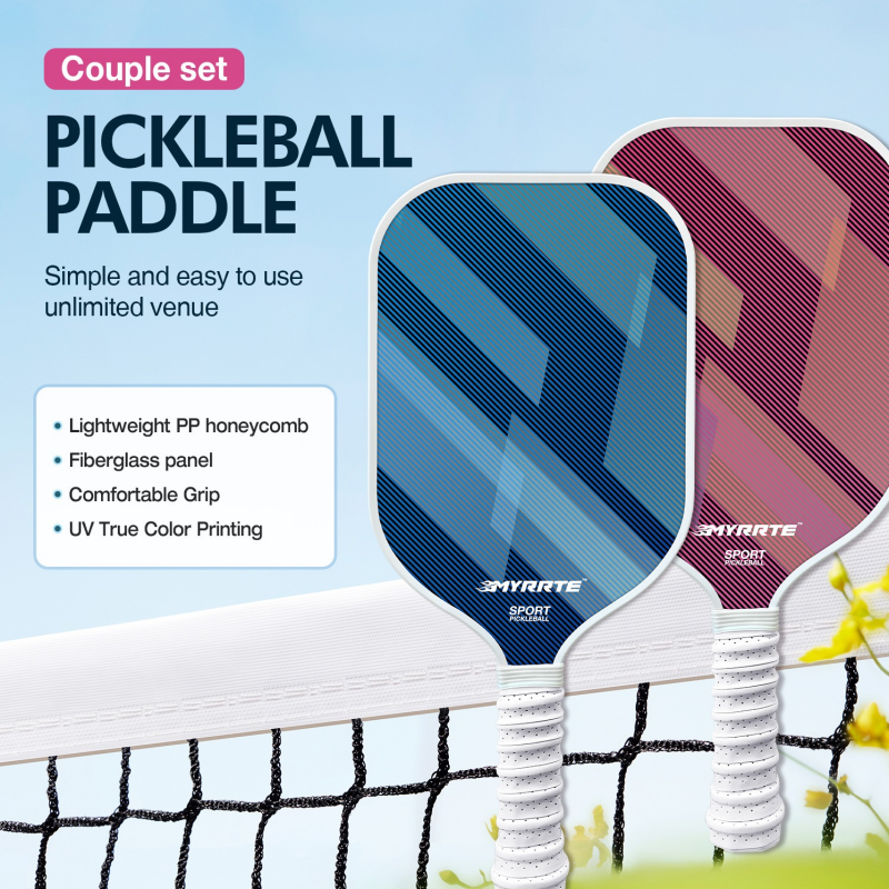 2 pcs Dreamy Purple Fiberglass Pickleball Paddle Racket Set(2 Rackets + 4 Balls + Bag) Lightweight PP Honeycomb Core Training Racket for Beginners and — image 2