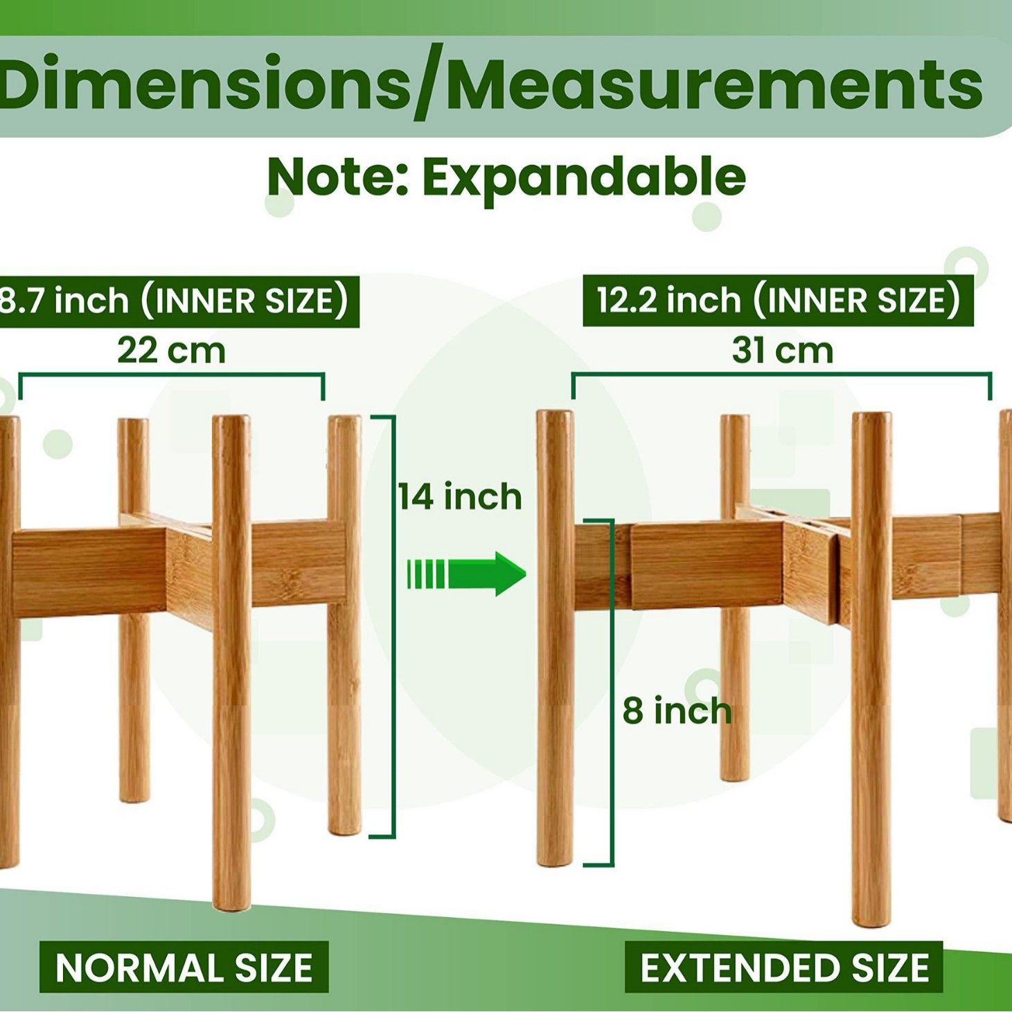 Tall Plant Stand Fixed Size Raised Bamboo Plant Stand for Indoor Pots (Not Included) - Modern Flower Pot Holder with Plug In Design - Easy to Assemble โ image 2