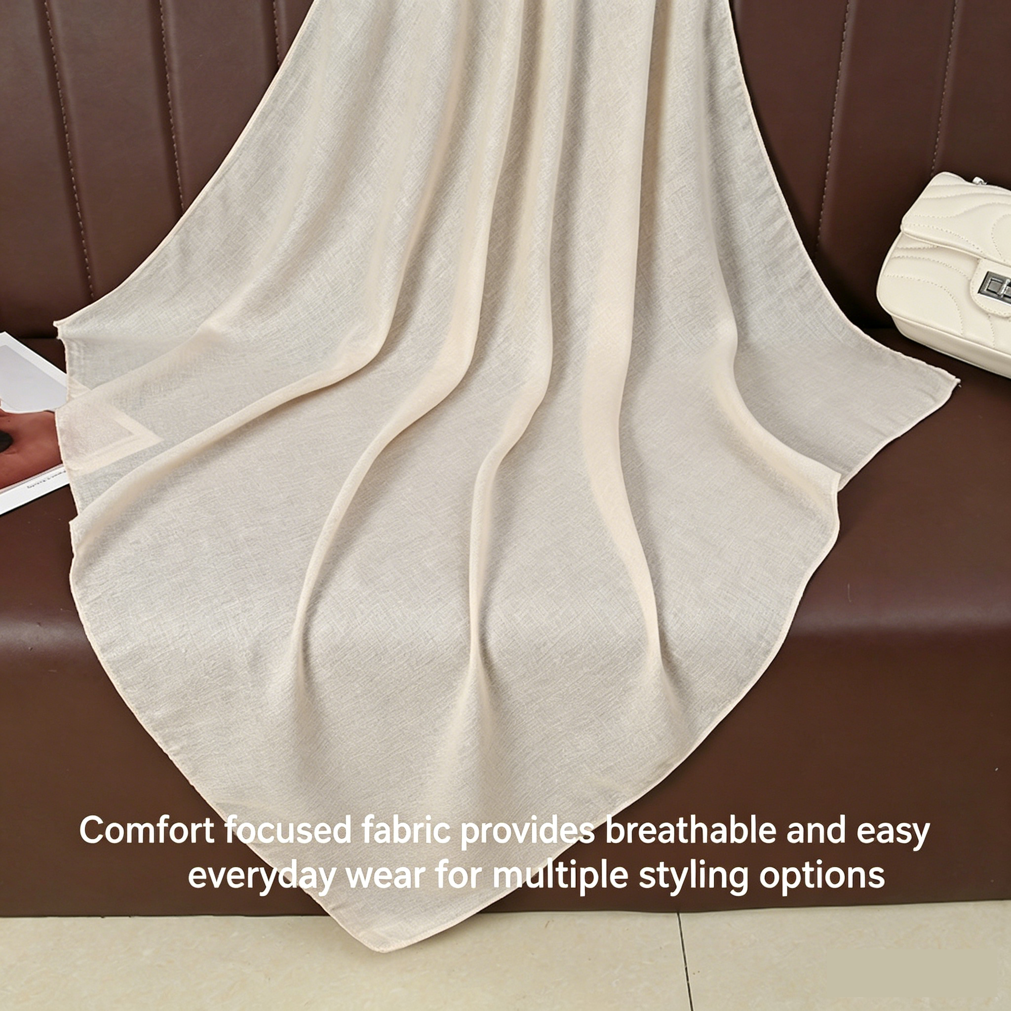 Grey 90 x 90cm Women Solid Colour Square Scarf - Lightweight Polyester Head Scarf and Shawl Wrap, Soft Casual Neck Scarf for Travel, Hair Styling and Everyday โ image 3