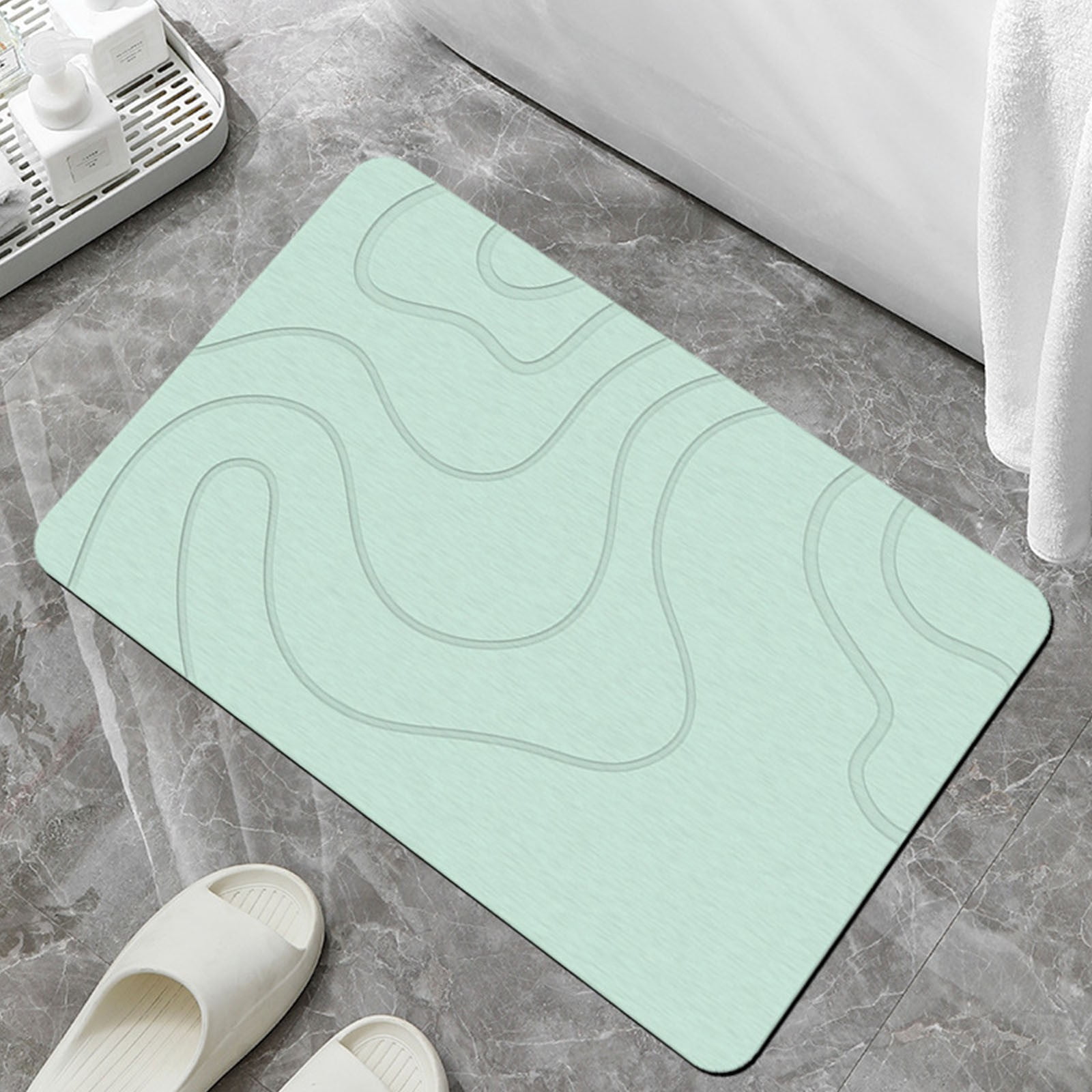 Stone Bath Mat, 16 × 24" Quick Drying Diatomaceous Earth Bath Mat Super Absorbent Non Slip Stone Bath Mats Washable Rug for Bathroom Floor Kitchen Shower, Dark