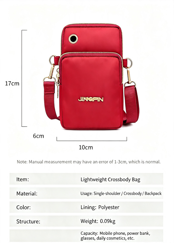 Lightweight Phone Crossbody Bag - Waterproof Oxford Shoulder Bag for Women - Casual Slim Sling Purse for Travel Daily Commute - Red โ image 3