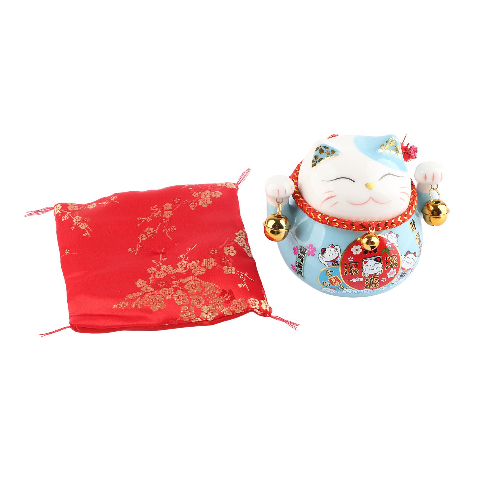 Lucky Cat Coin Bank 4.5in Exquisite Cute Bring Luck Good Wish Ceramic Fortune Cat Saving Pot Desk Decoration Blue โ image 2