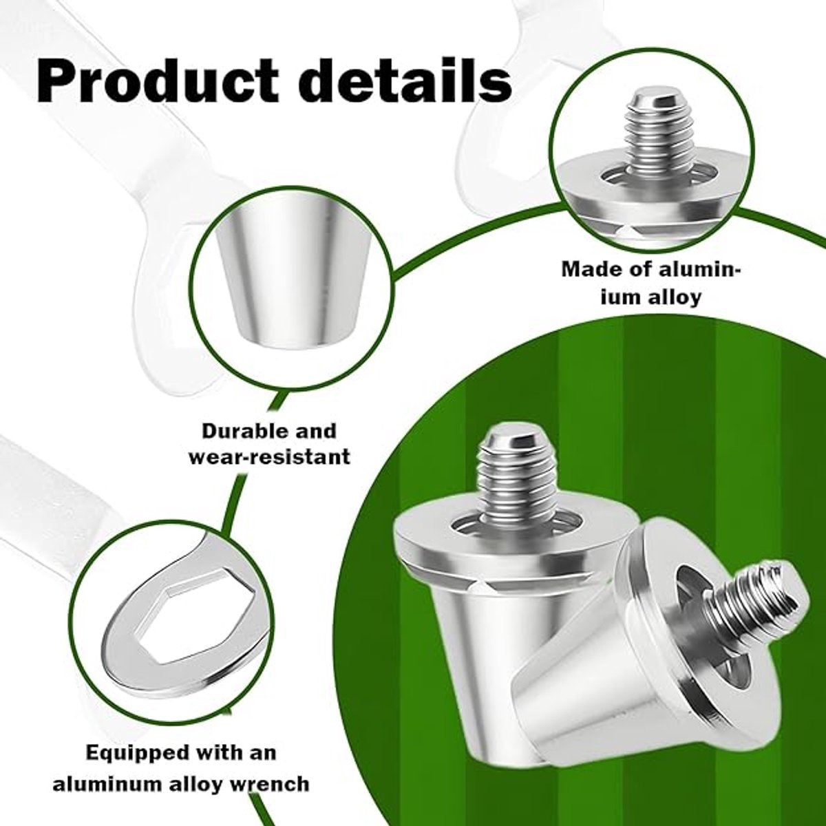 12 pieces - football studs - replacement metal football studs - 8 11mm and 4 13mm football studs - with tools - replacement football studs for football boots — image 4