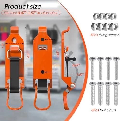 8 Pcs Shovel Holder, Heavy Duty Shovel Mounts for Roof Rack, Quick Release Axe Holder Mount Kit, Metal and Rubber Car Accessories Garage Storage Wall Mounting — image 3