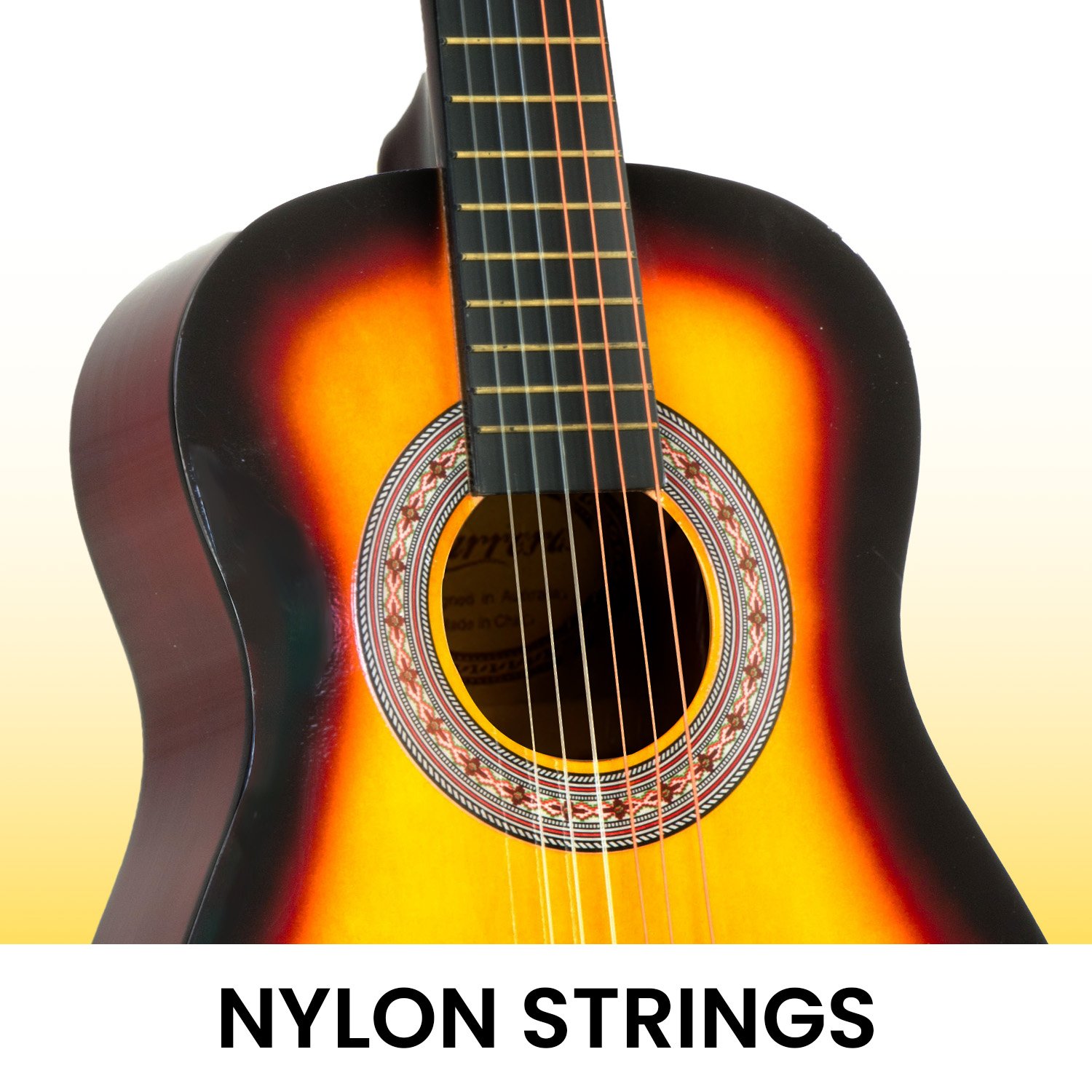 Karrera 34in Acoustic Wooden Childrens Guitar - Sunburst — image 4