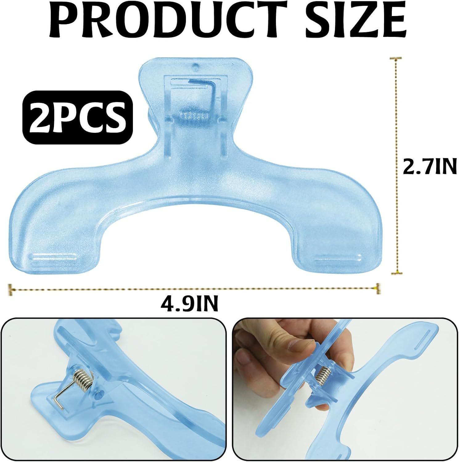 2 Pack Transparent Book Page Holder Clips, Strong Reading Thumb Clips for Holding Books Open, Portable Page Spreaders for Reading, Blue — image 2