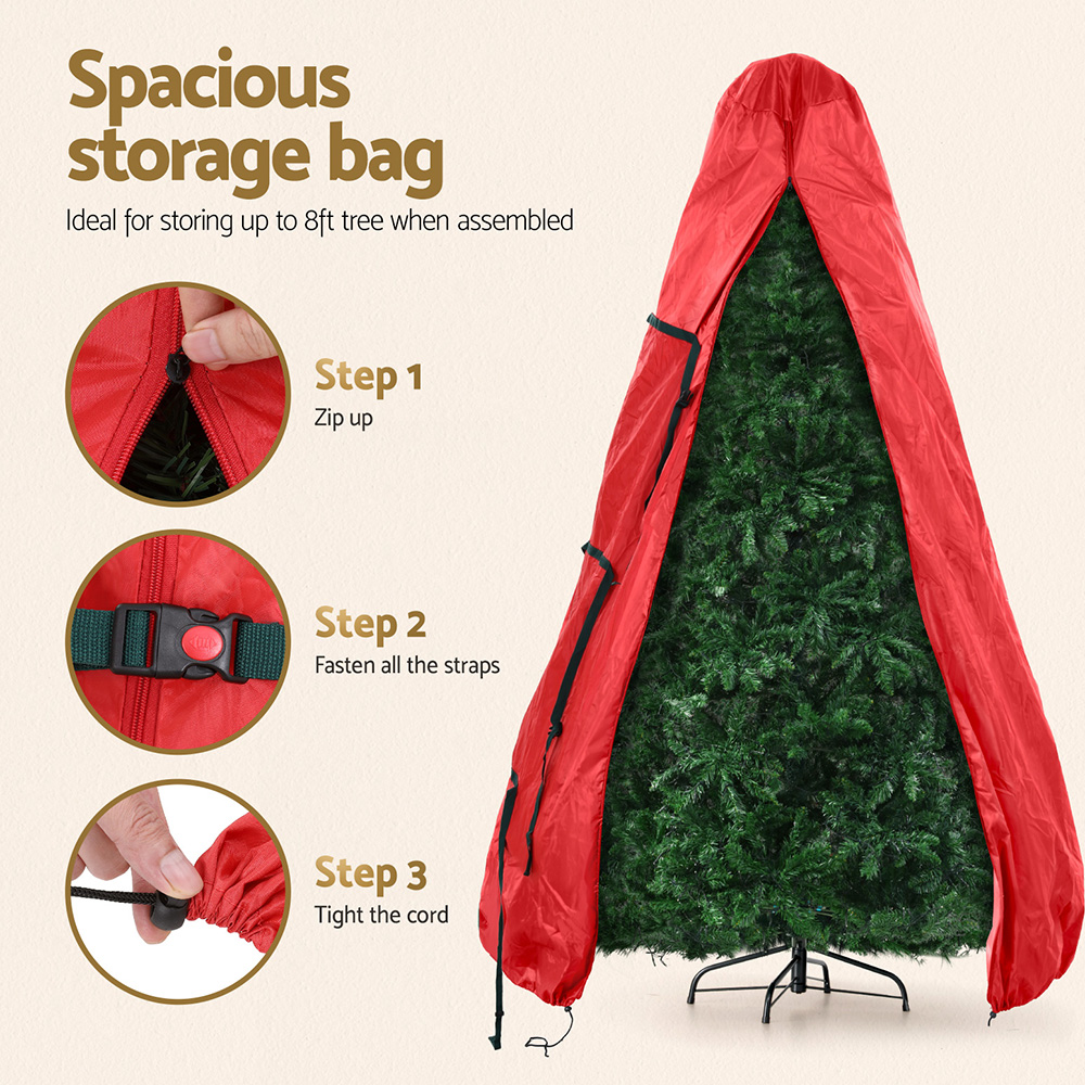 Jingle Jollys Christmas Tree Storage Bag Fits Up to 8ft Tree Xmas Bag Zipper Red — image 4