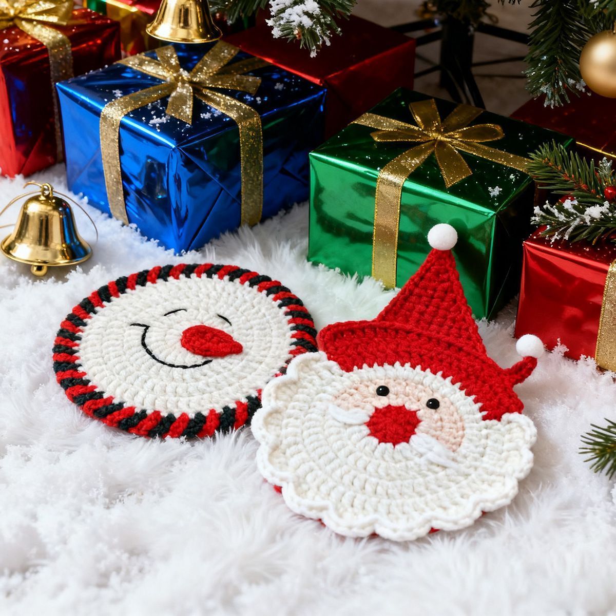 3D Snowman Shaped Cup Mats Set of 2, Christmas & Halloween Indoor Table Decoration, Premium Holiday Favor Gift, Waterproof Heatproof Dining Table Pad — image 4