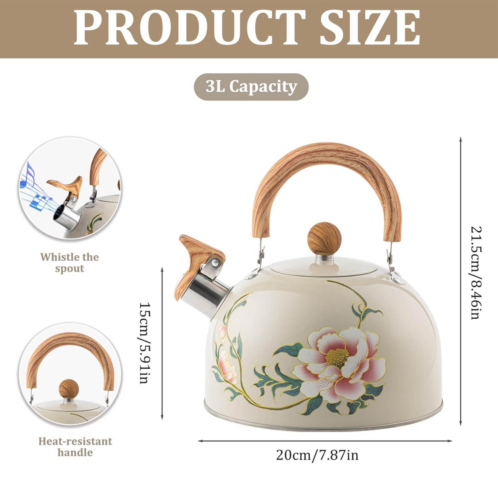Whistling Tea Kettle for Stovetop, Stainless Steel Tea Pot Kettles, Rapid Boiling Teapot with Stay-Cool Ergonomic Handle, Perfect for Home & Kitchen Multicolor โ image 2
