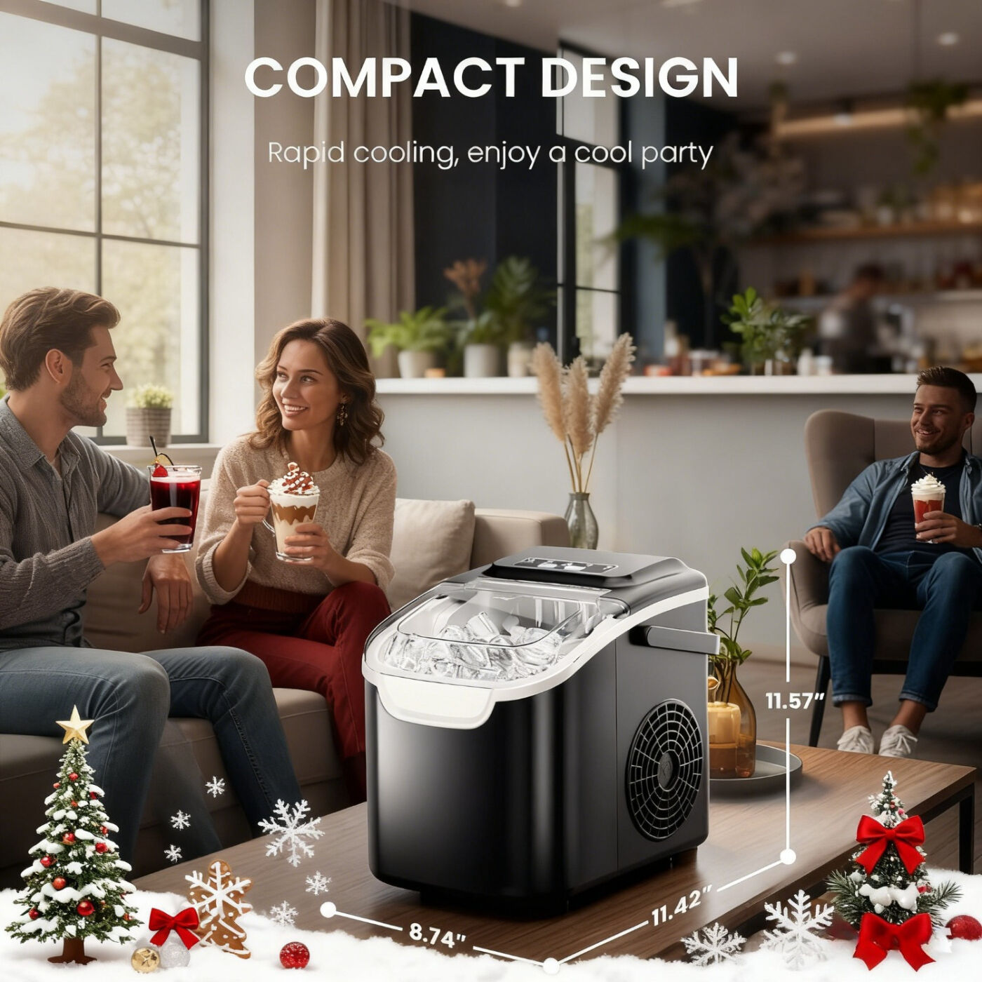 Desktop Ice Maker, Produces Ice in 6 Minutes with a Capacity of 26 Pounds, Energy-Saving 30% and Operating Noise Below 40 Decibels, Portable Ice Maker with โ image 4