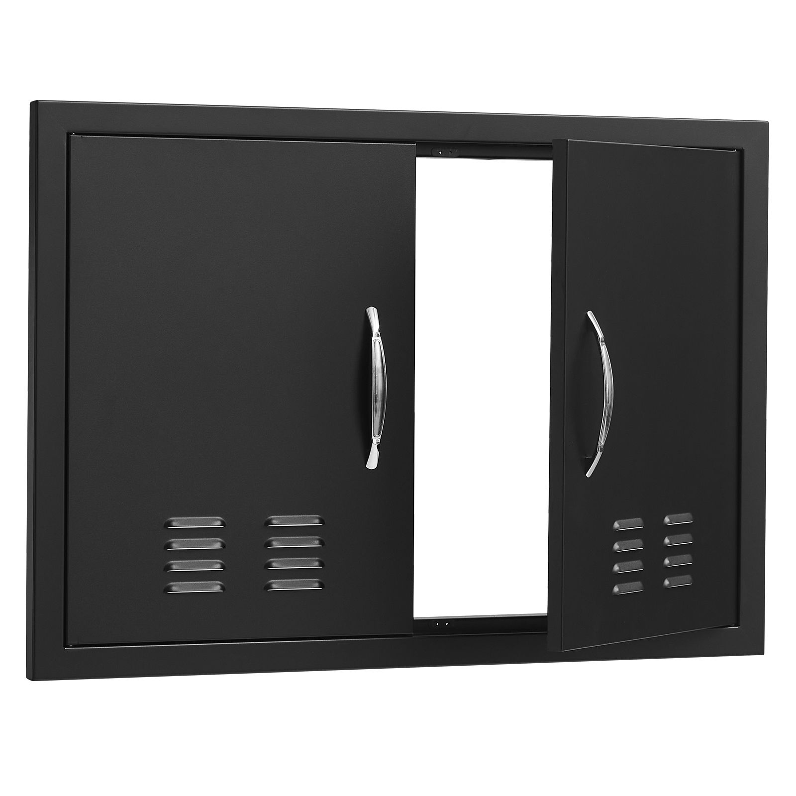 BBQ Access Door,762 × 533 mm Double Outdoor Kitchen Door, Cold Plate Flush Mount Door, Wall Vertical Door with Handles and Ventss, for BBQ Island, Grilling