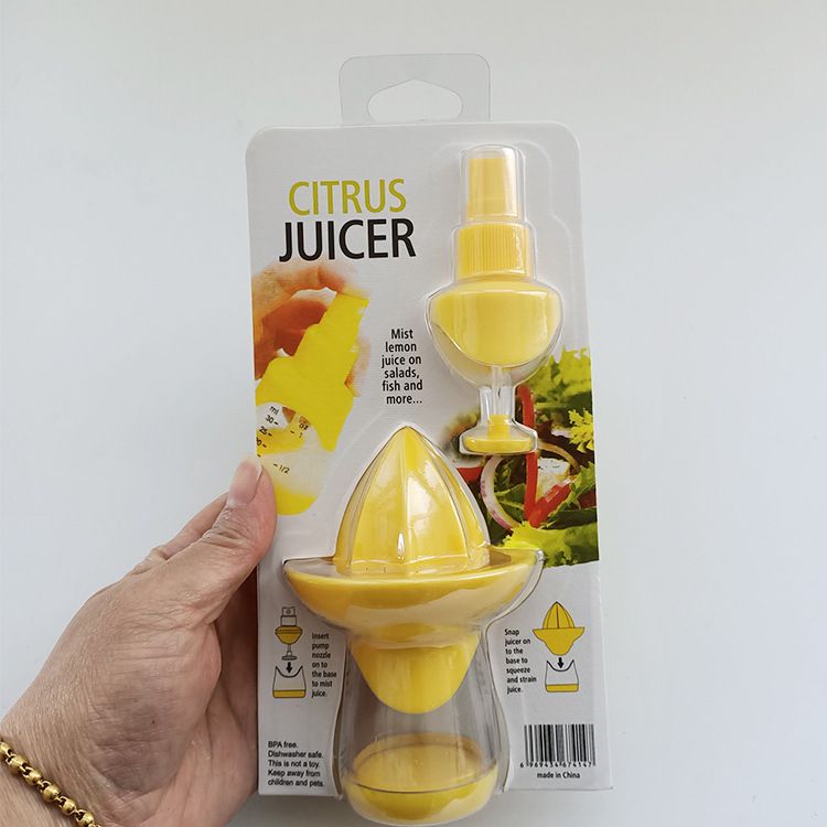 Citrus Squeeze Juicer & Mist Sprayer Lemon and Lime Juicer and Reamer, Yellow Kitchen Gadgets Squeeze and Pour Juicer Reamer