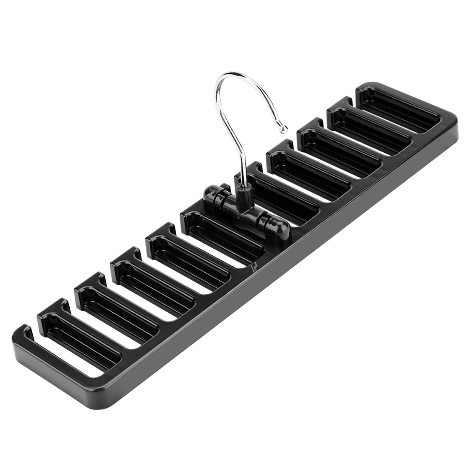 10 Slot Tie Belt Scarf Rack Organizer Sturdy Plastic Closet Wardrobe Space Saver Black — image 3