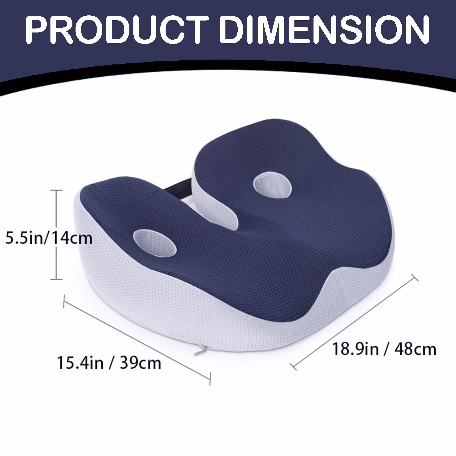 Seat Cushion, Seat Cushion for Sit Bone and Back Pain Relief, Butt, Tailbone, Hip, Hamstring, Posture Support, Memory Foam, Black, 39.1 x 48 x 14 cm โ image 3