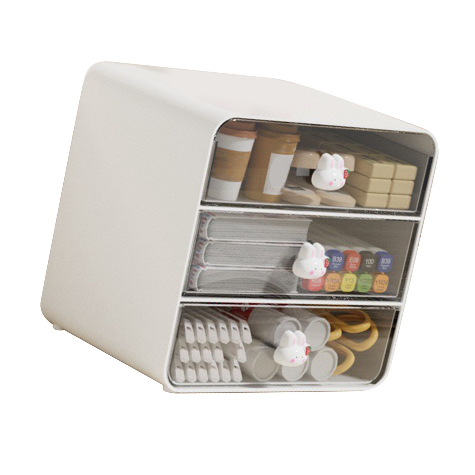 Cosmetics Storage Box Drawer Type Makeup Storage Box Desktop Shelf Basket for Student Dormitory Home Large White Rabbit โ image 3