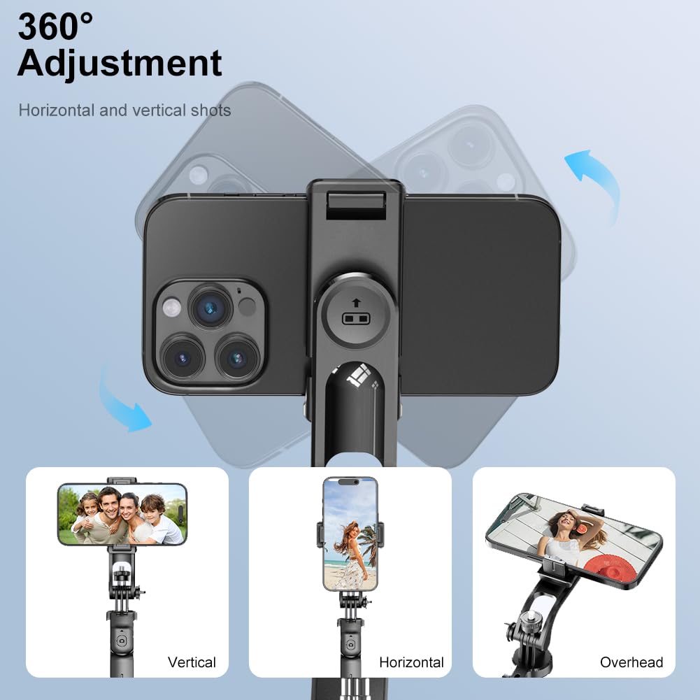 Bluetooth Selfie Stick Tripod with Remote Control and Extendable Phone Holder for Photos, Video Calls and Vlogging, 7.6 cm, Black — image 5