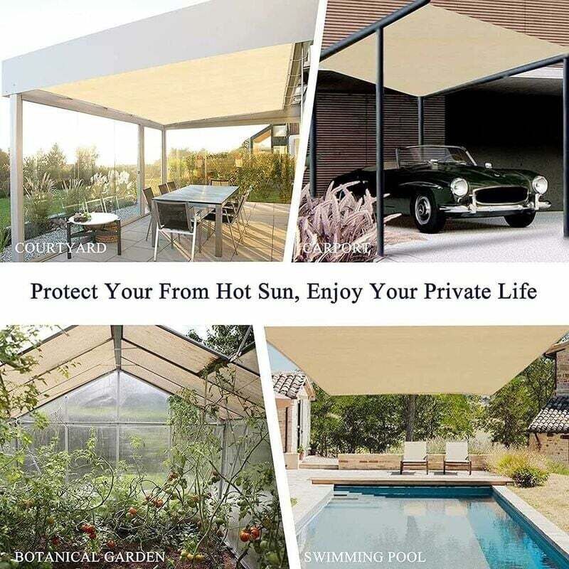 Rectangular Shade Net, Outdoor Lightweight Shade Cloth for Awning Pool Garage, Shade Cloth with Heavy Duty Grommets, Beige, 3 × 7m — image 3