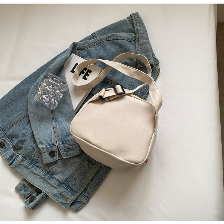 White Lightweight Canvas Crossbody Bag - Minimalist Casual Shoulder Satchel with Adjustable Strap — image 5