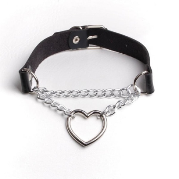 Black PU Leather Necklace with Heart โ image 4