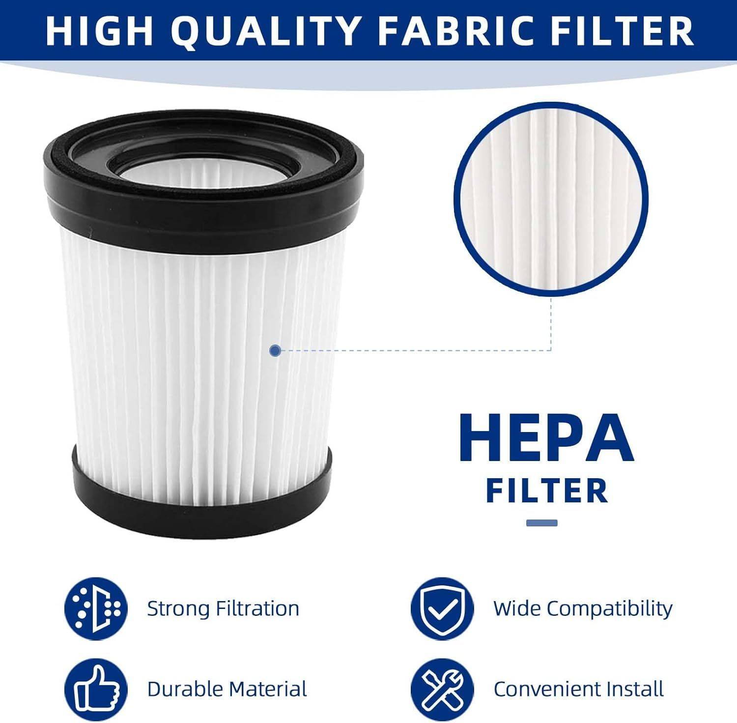 Vacuum Filter Replacement Compatible with Fabuletta FSV001/FSV101,Girnoor G160/G165, Lubluelu 202, Oraimo OSV-102, VacLife VL732 Stick Vacuum Cleaners - 4 Pack — image 4