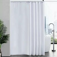 Waterproof Mildew Resistant Shower Curtain, White 200 × 220cm Fabric Polyester, Compatible with Bathtub or Bathroom, Washable