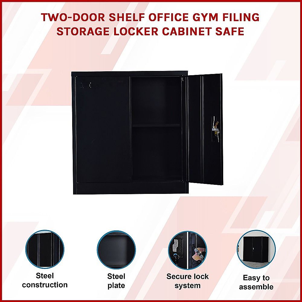 Two-Door Shelf Office Gym Filing Storage Locker Cabinet Safe — image 3