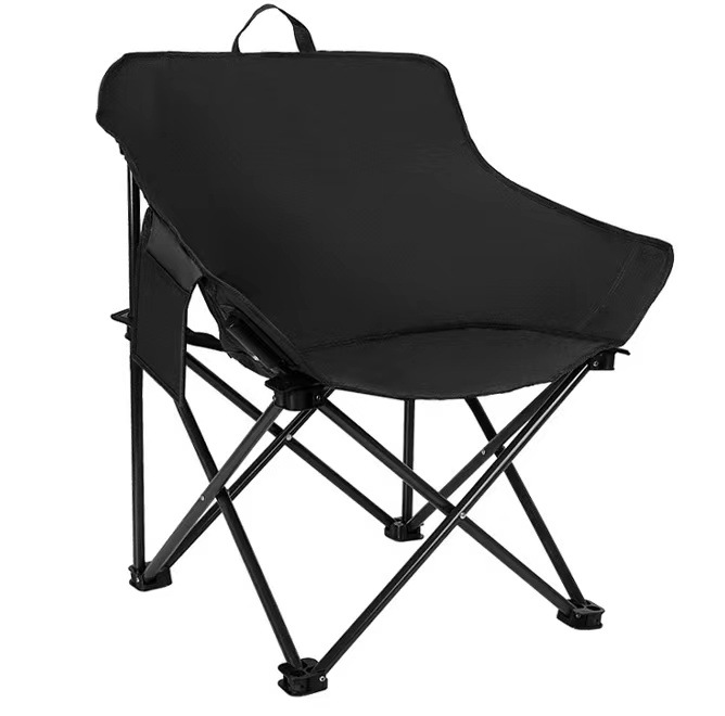 Black Outdoor Folding Camping Chair - Portable Lounge Chair, Lightweight Beach Chair, Fishing Stool, and Picnic Seat