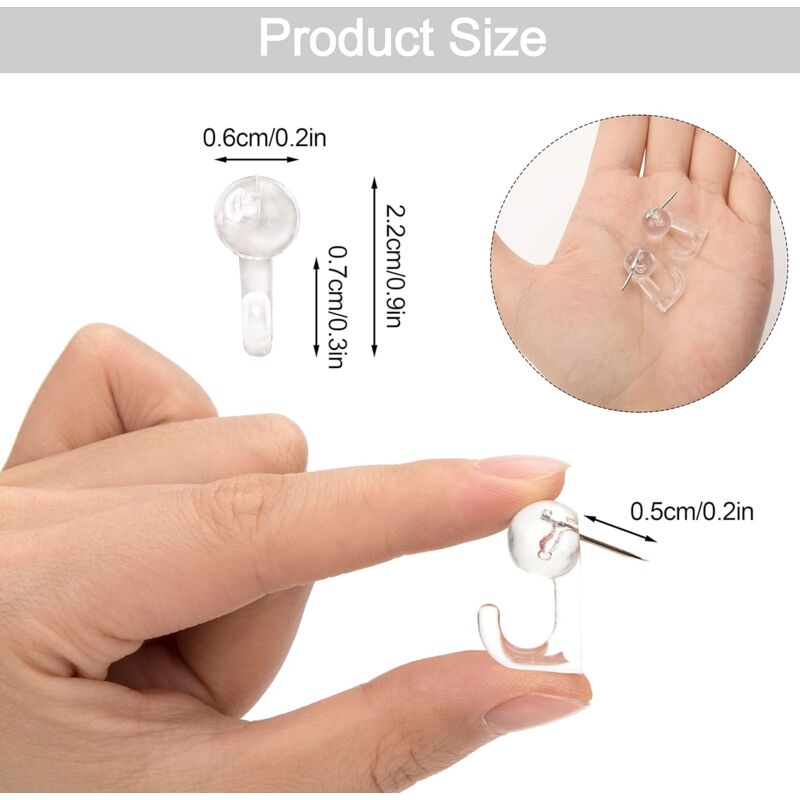 50 pcs Clear Push Pins Thumbtacks Hanging Hooks Plastic Wall Hooks For Cork Board Map Photos Calendar Home School — image 2