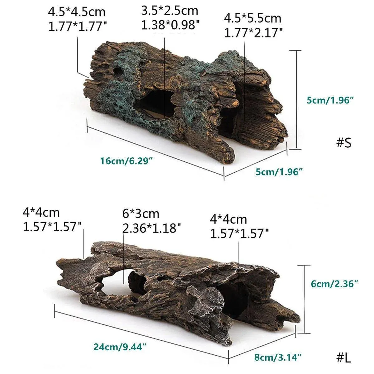 Tree Log Hide Ornament Trunk Tunnel Fish Reptile Tank Resin Aquarium Decoration - Large — image 4