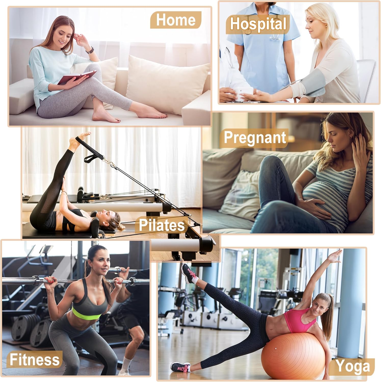Pilates Socks with Grips for Women Long Slouch Non-Slip Yoga Barre Chioned Workout Scrunch Socks 3 Pairs — image 2