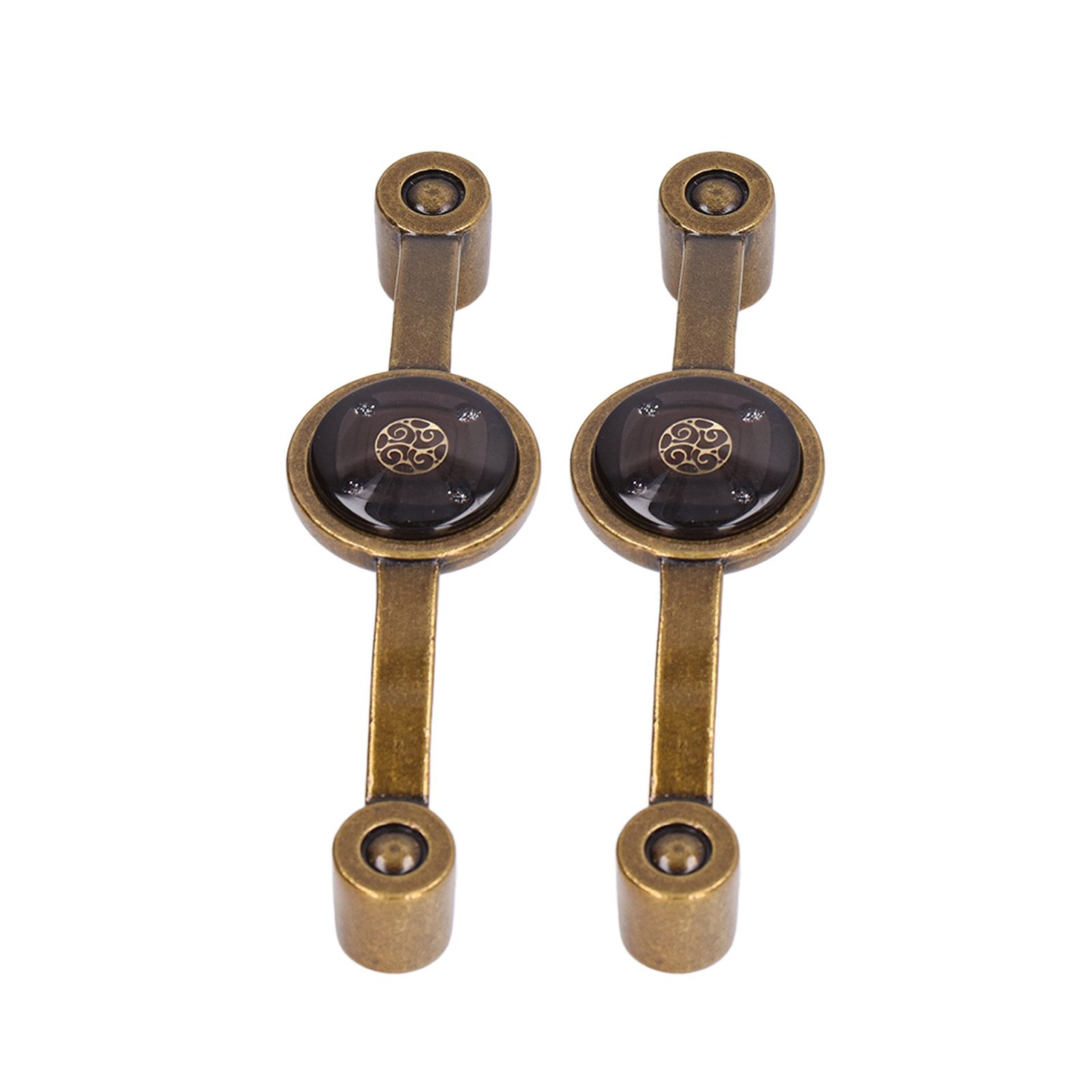 2 Pcs Zinc Alloy Antique Copper Handle European Modern Pastoral Color Acrylic Handle for Cabinet DrawerBrown โ image 4