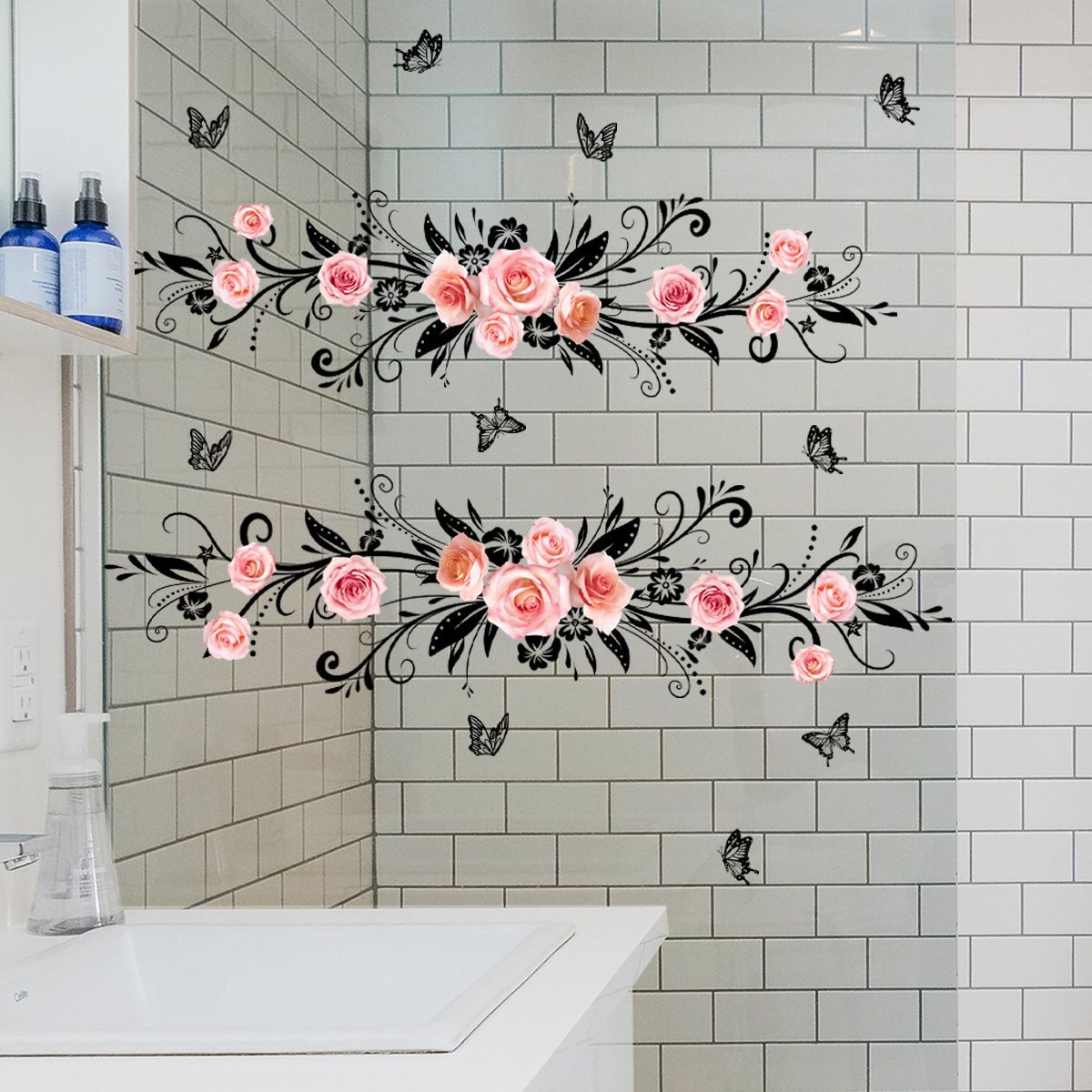 Flower Wall Stickers, Flower Wall Decals, Waterproof Peel and Stick Wall Art Decals for Bedroom Children's Room Living Room — image 5