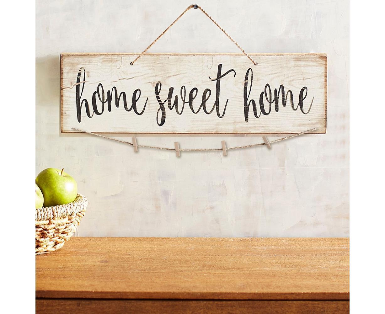 Vintage Sweet Home Letter Printed Wooden Wall Hanging Decor Photo Clip Ornament โ image 3