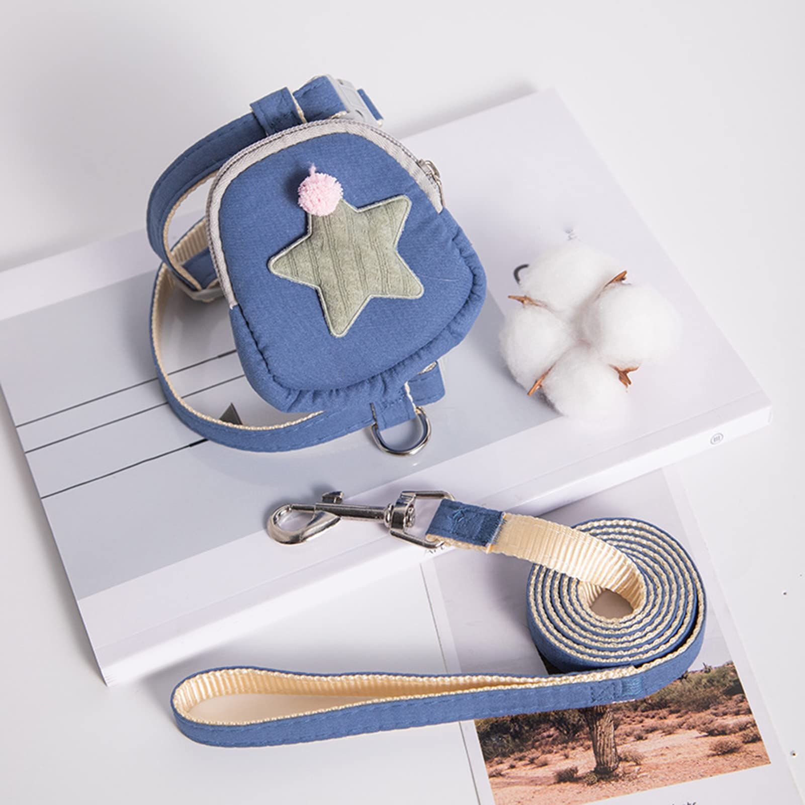 Pet Harness Leash Set, Cute Backpack Cat Vest Belt Leash Snap Design Pet Harness Leash Comfortable and Breathable Dog Vest Leash โ image 2