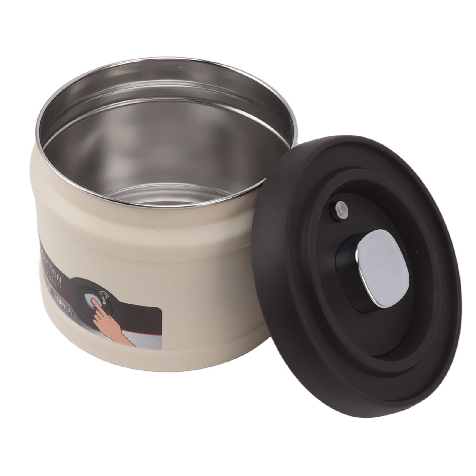 Vacuum Sealed Coffee Container 304 Stainless Steel Press Type Airtight Food Storage Container for Coffee Beans Tea Nuts 750ML Beige โ image 3